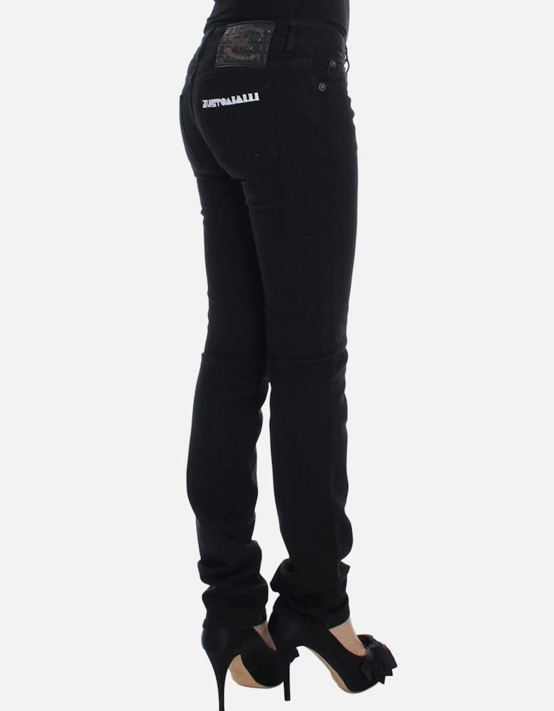 Slim Skinny Fit Jeans with Zipper Fly Women - Black Jeans