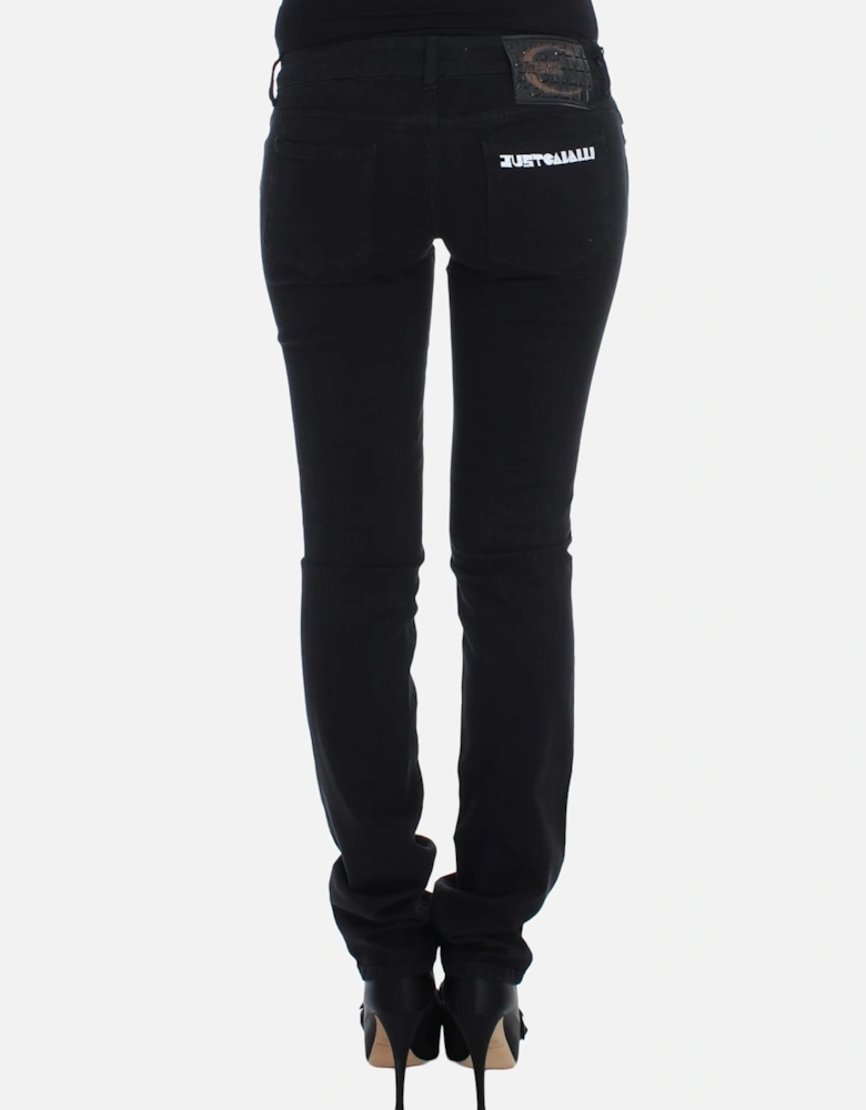 Slim Skinny Fit Jeans with Zipper Fly Women - Black Jeans