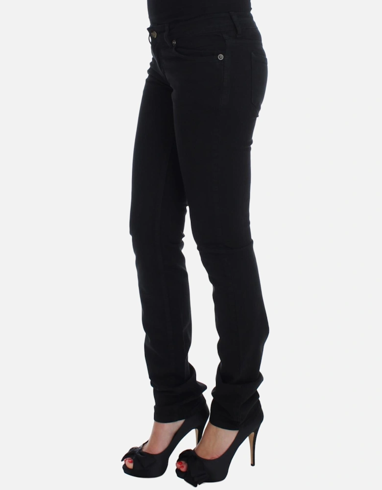 Slim Skinny Fit Jeans with Zipper Fly Women - Black Jeans