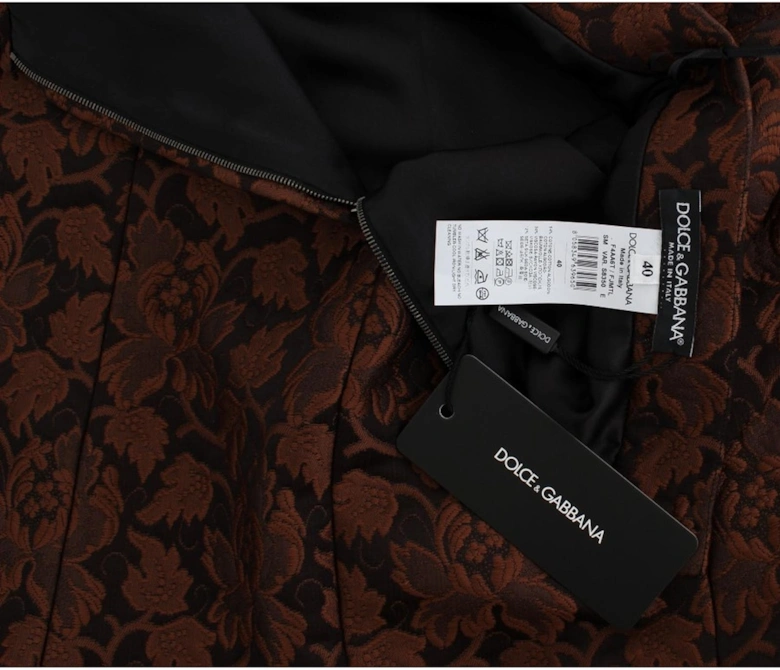 Floral Brocade Mini Skirt Women - Brown