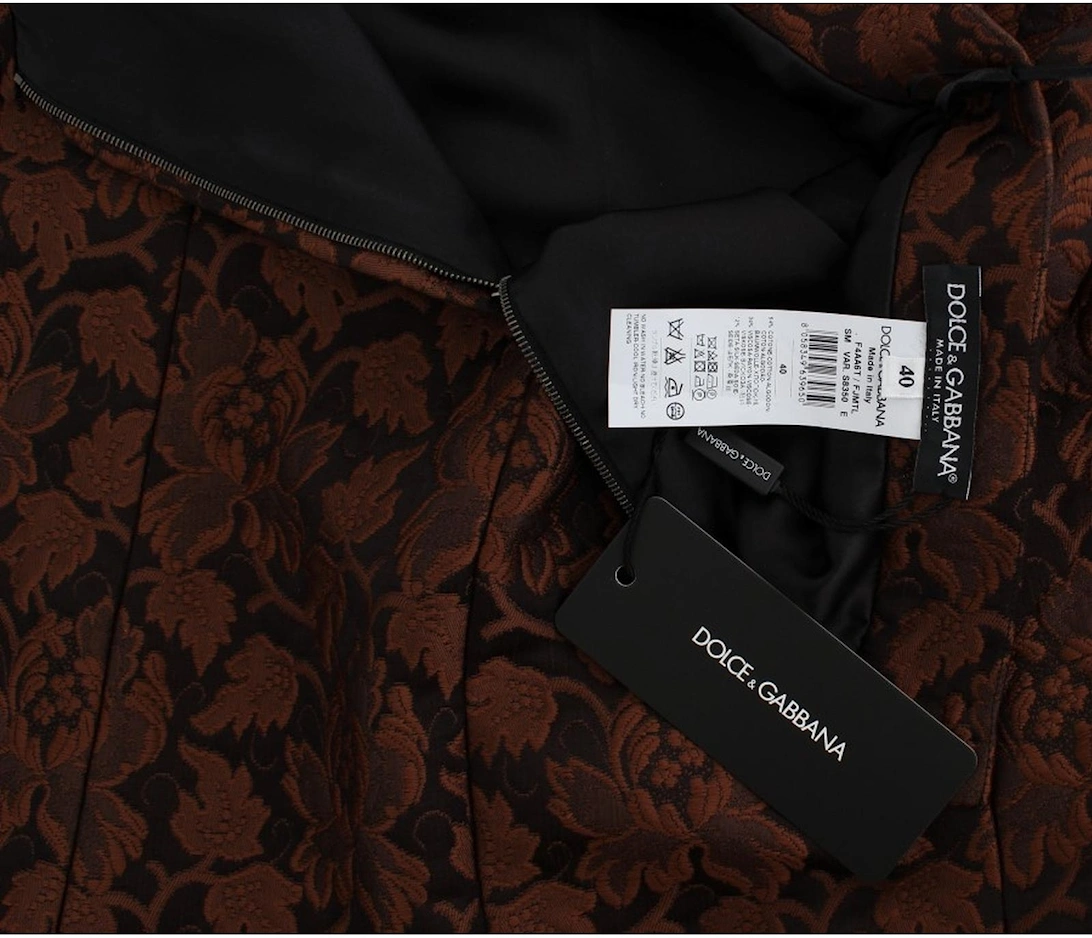 Floral Brocade Mini Skirt Women - Brown
