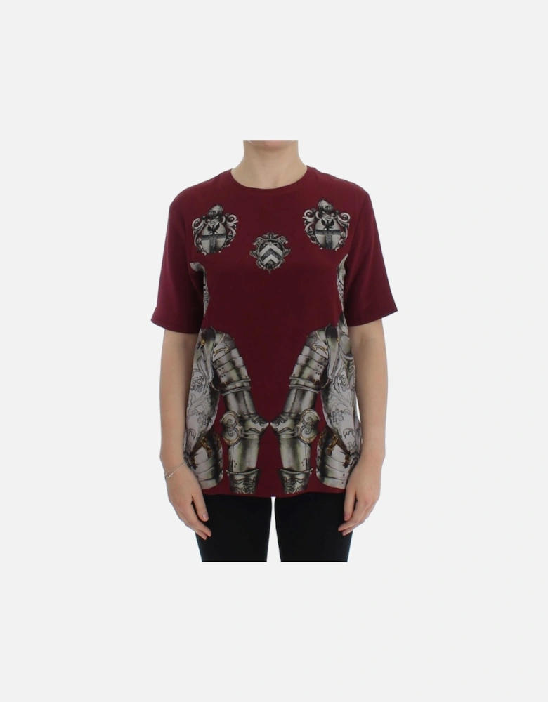 Dolce Gabbana Silk Crew Neck Short Sleeve TShirt Women - Red T-Shirts