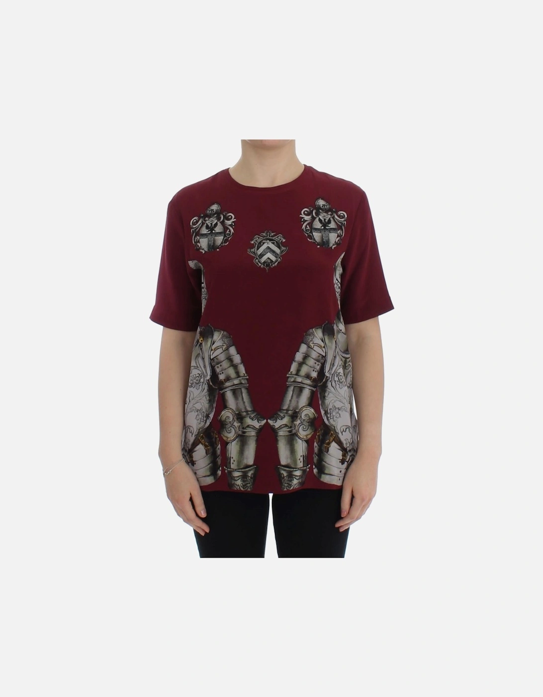 Dolce Gabbana Silk Crew Neck Short Sleeve TShirt Women - Red T-Shirts, 7 of 6