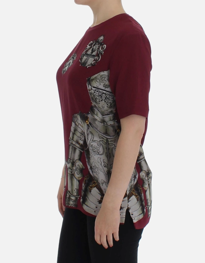 Dolce Gabbana Silk Crew Neck Short Sleeve TShirt Women - Red T-Shirts