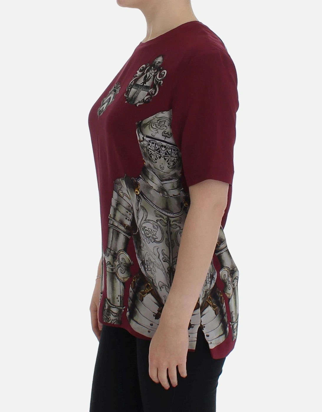 Dolce Gabbana Silk Crew Neck Short Sleeve TShirt Women - Red T-Shirts