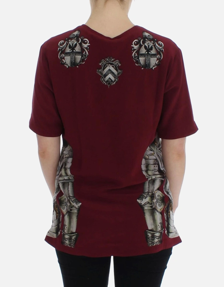 Dolce Gabbana Silk Crew Neck Short Sleeve TShirt Women - Red T-Shirts