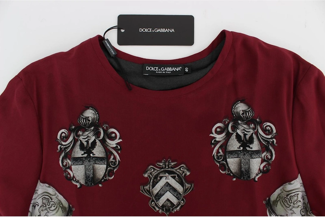 Dolce Gabbana Silk Crew Neck Short Sleeve TShirt Women - Red T-Shirts