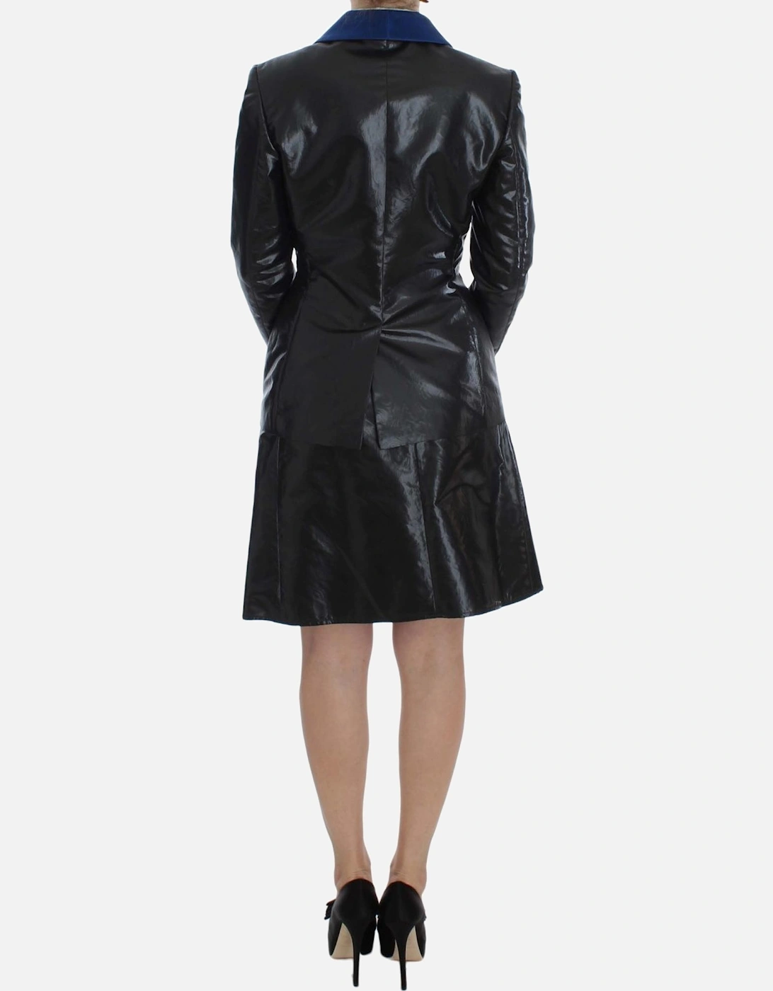 Black Blazer Skirt Suit Blue Contrast Women Suits