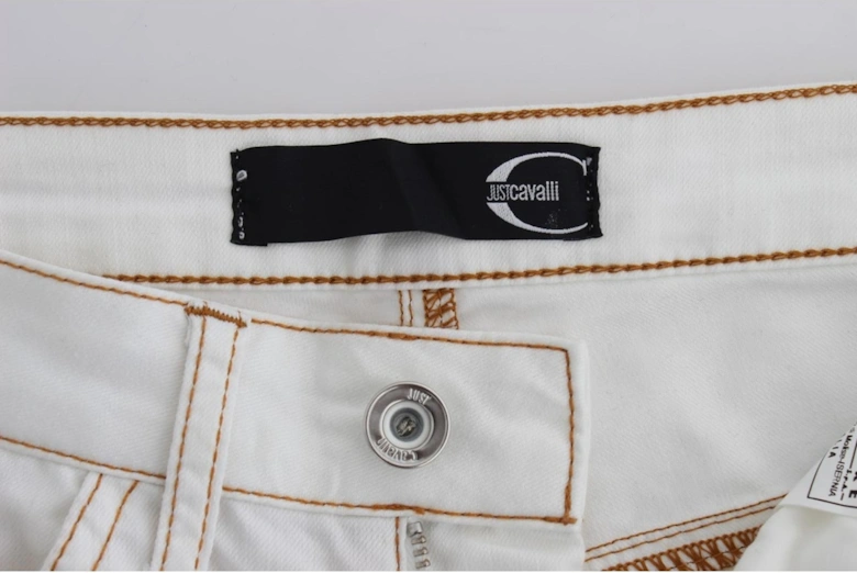 Slim Fit White Jeans with Zipper Fly Women Jeans