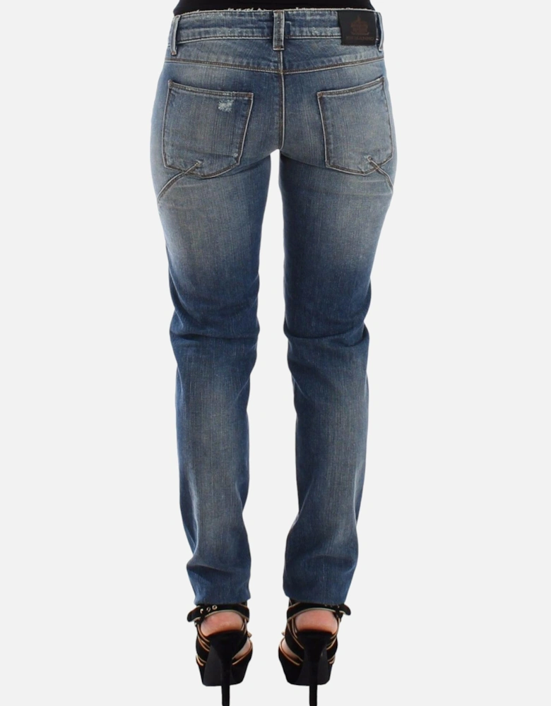 Slim Fit Jeans with Logo Details Women - Blue Jeans