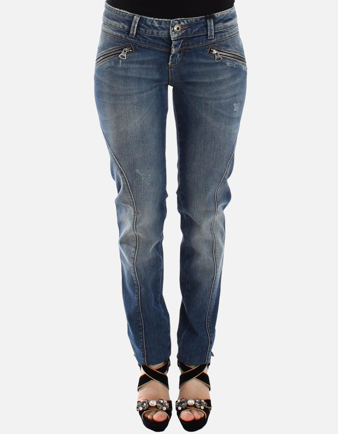 Slim Fit Jeans with Logo Details Women - Blue Jeans, 6 of 5