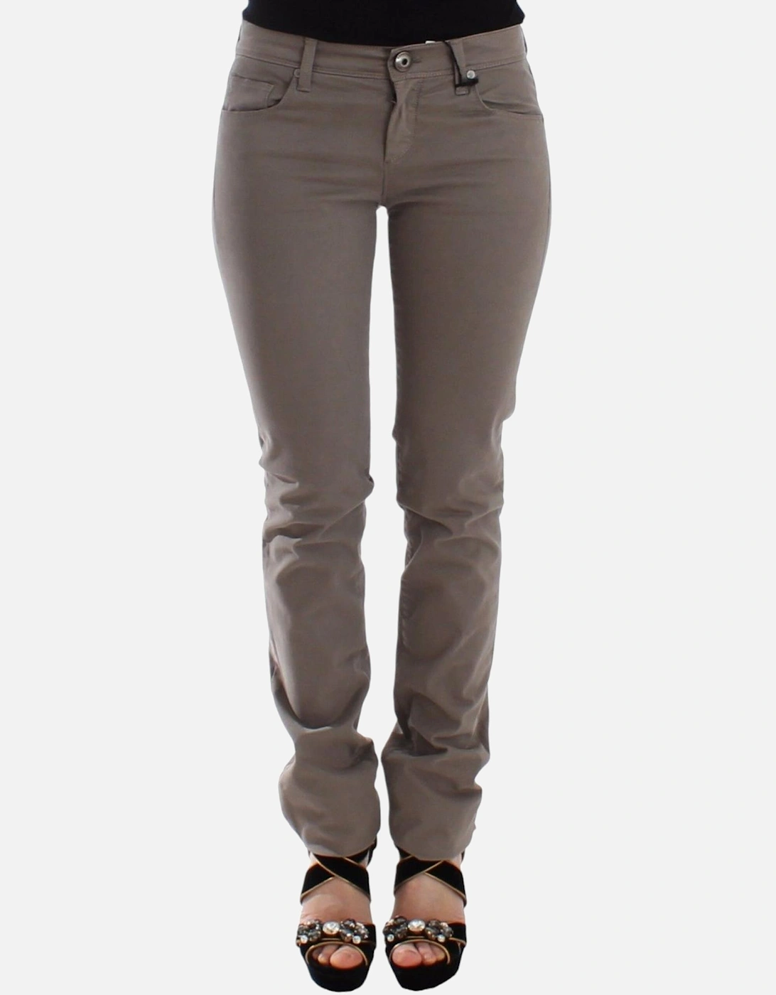 Skinny Jeans with Logo Details Women - Beige Jeans, 7 of 6