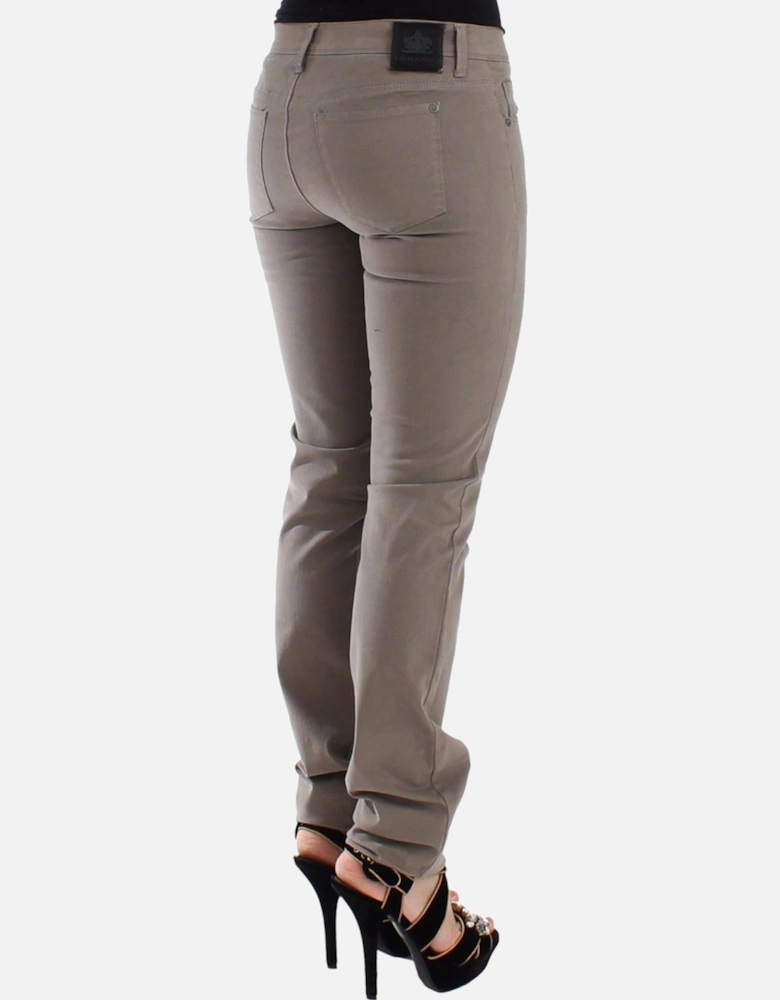 Skinny Jeans with Logo Details Women - Beige Jeans