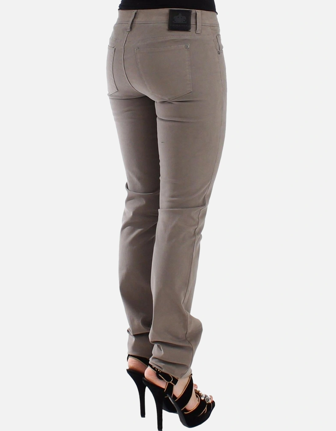 Skinny Jeans with Logo Details Women - Beige Jeans