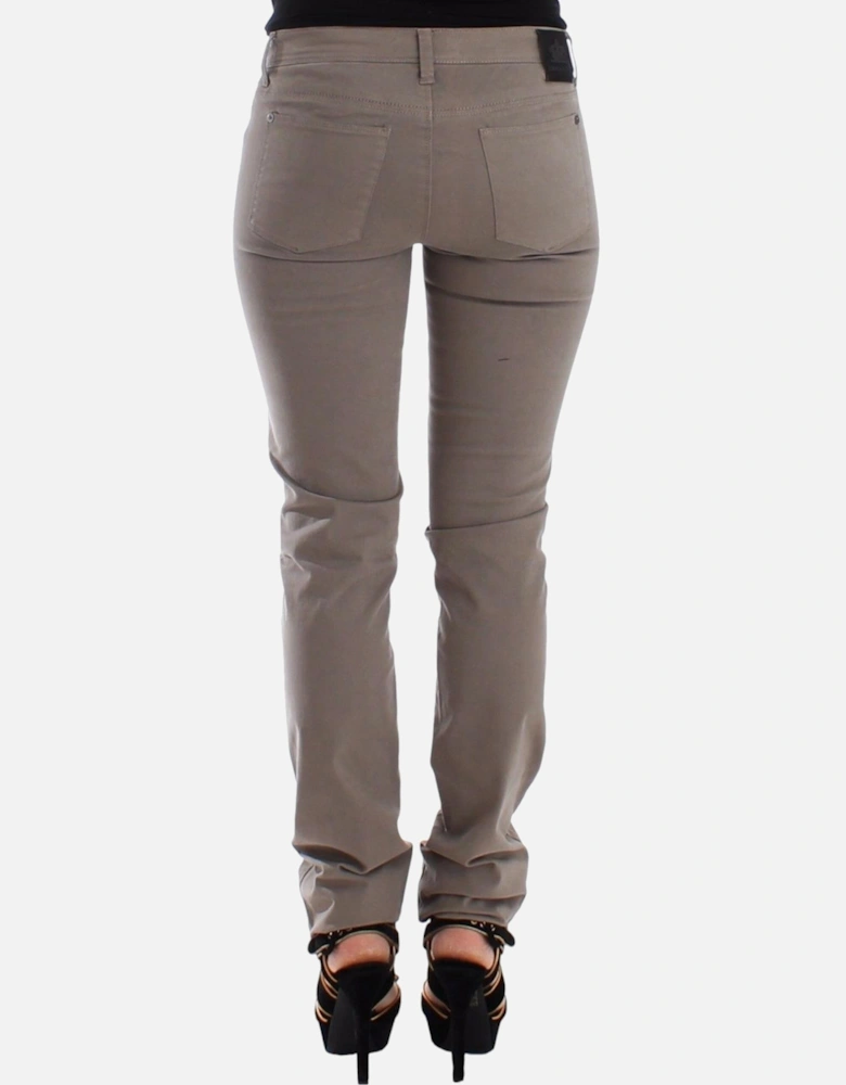 Skinny Jeans with Logo Details Women - Beige Jeans