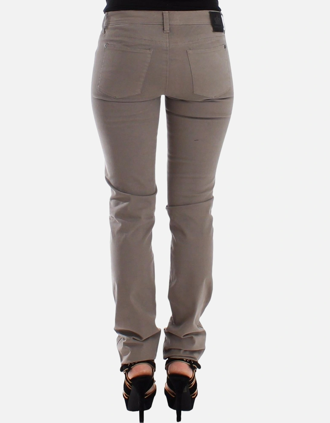 Skinny Jeans with Logo Details Women - Beige Jeans