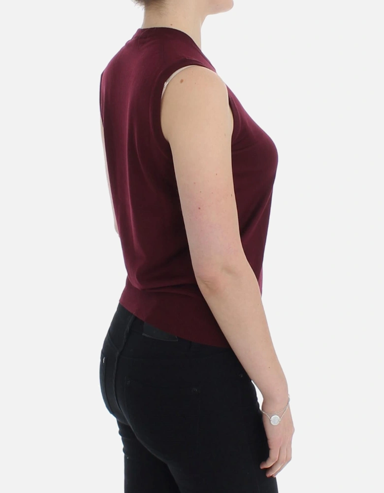 Wool Sleeveless Pullover Vest Women - Red T-Shirts