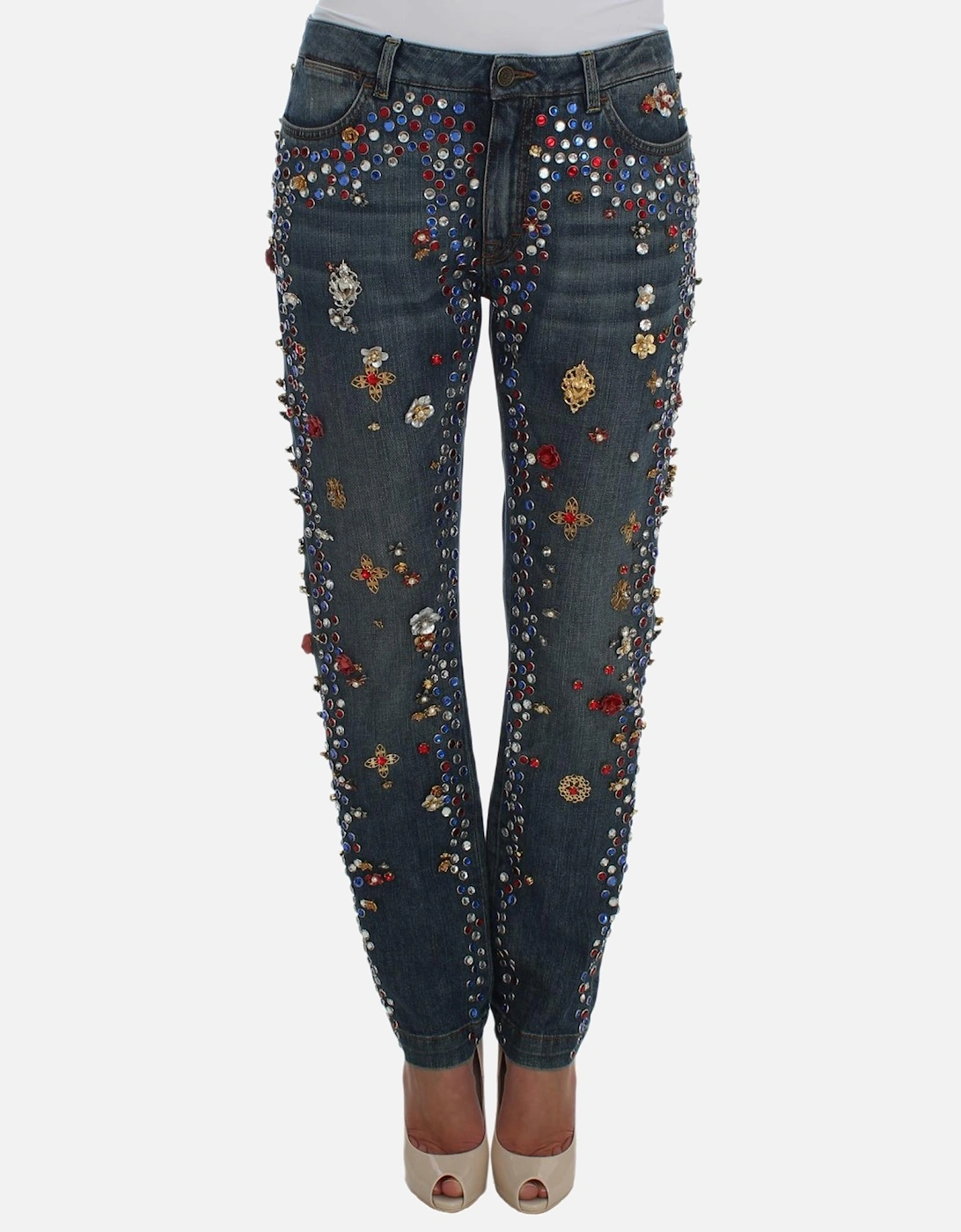CrystalEmbellished Jeans Straight Leg Women - Blue Jeans, 7 of 6
