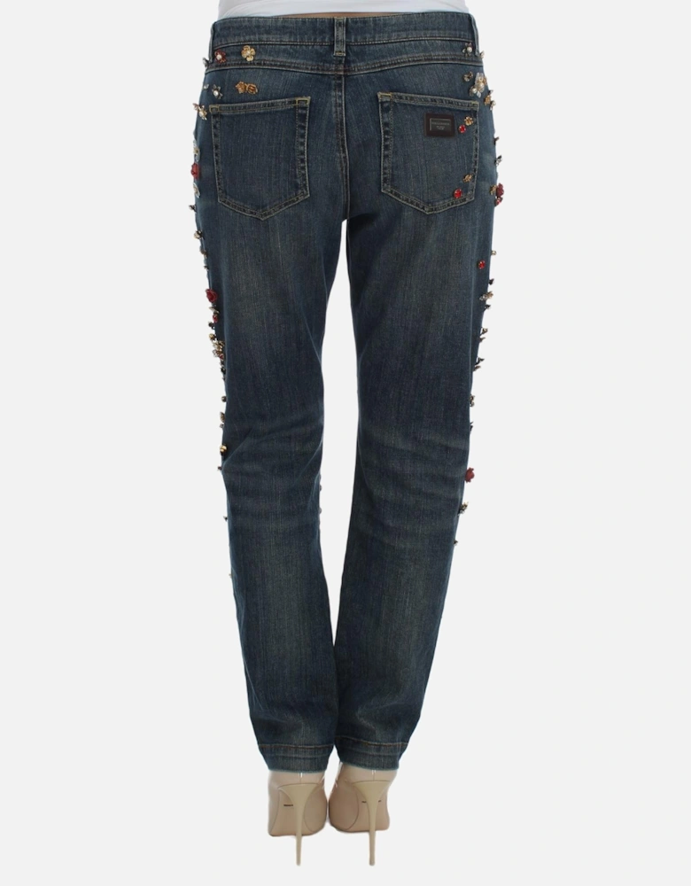 CrystalEmbellished Jeans Straight Leg Women - Blue Jeans