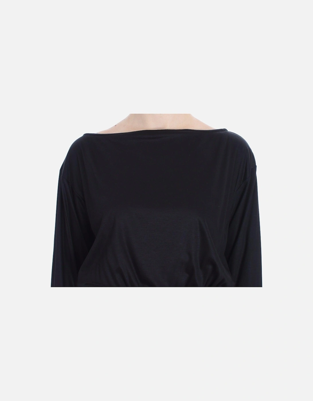 Long Sleeve Boat Neck Mini Dress Women - Black Dresses