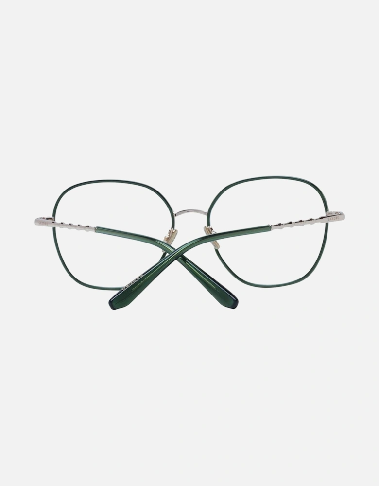 Green Metal Square Frame Glasses with Plastic Demo Lenses Women