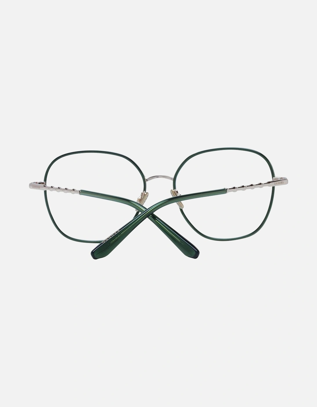 Green Metal Square Frame Glasses with Plastic Demo Lenses Women