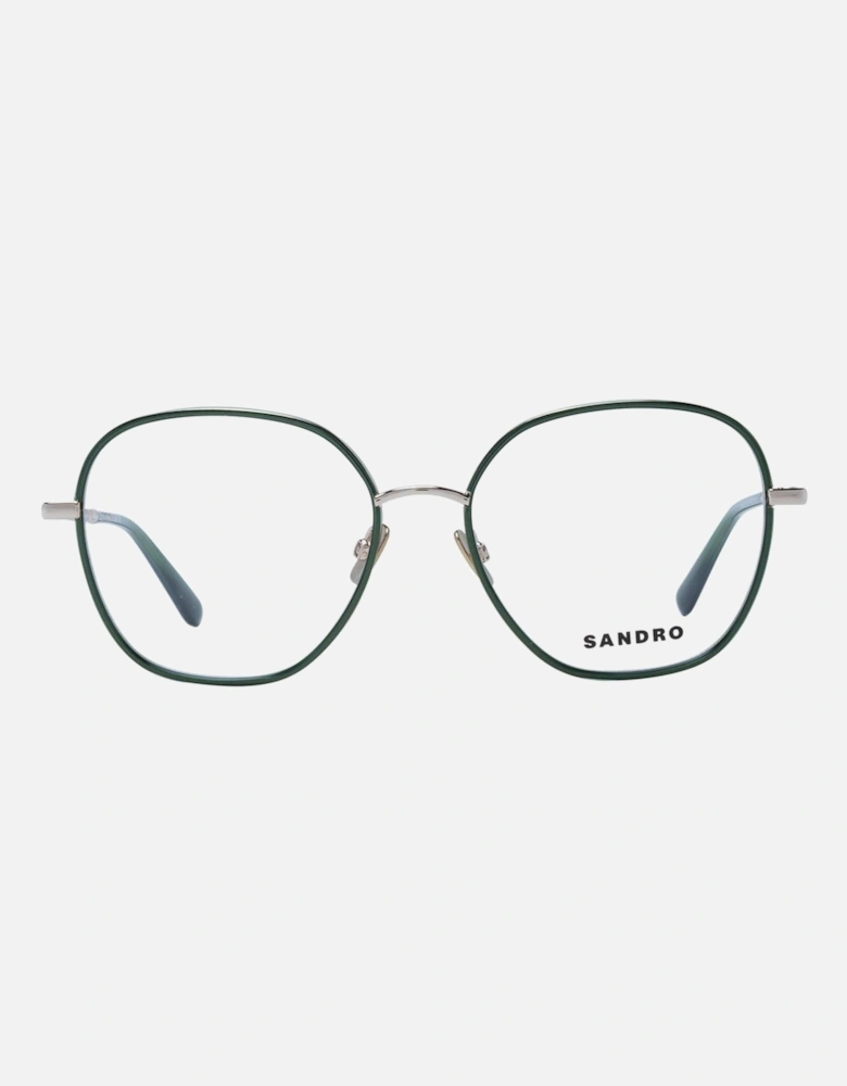 Green Metal Square Frame Glasses with Plastic Demo Lenses Women
