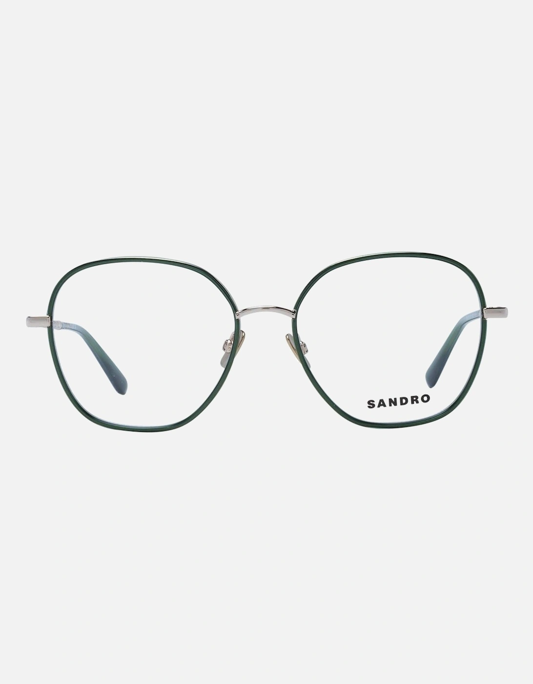 Green Metal Square Frame Glasses with Plastic Demo Lenses Women
