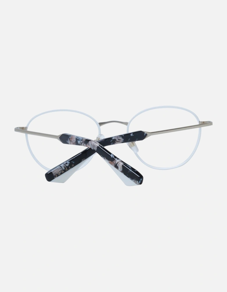 Oval Stainless Steel Eyeglasses with Demo Lenses Women - White Frames