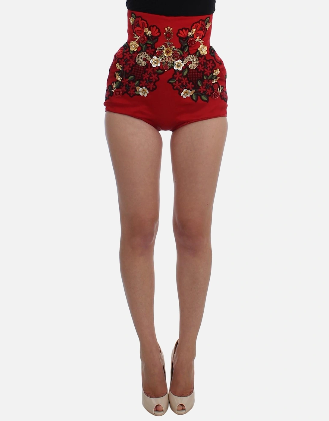 Floral Embroidered HighWaist Shorts Women, 7 of 6