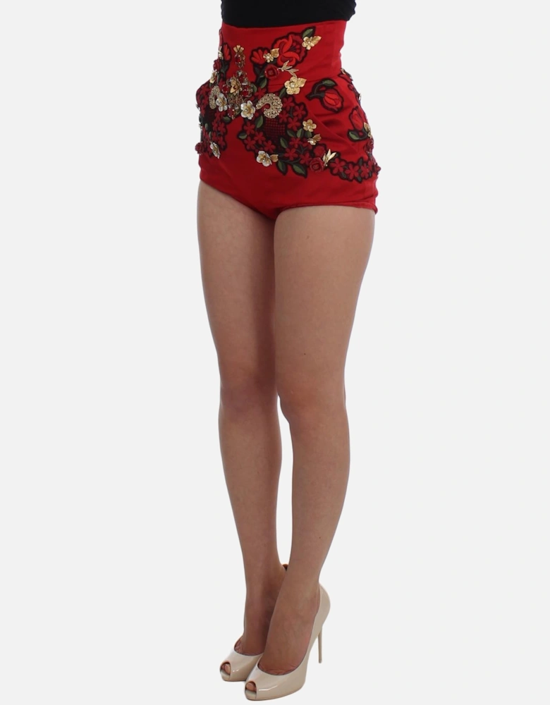 Floral Embroidered HighWaist Shorts Women