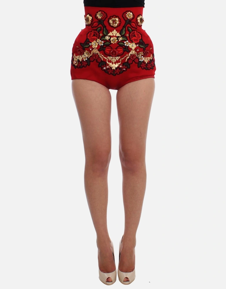 HighWaist Floral Embroidered Shorts Women