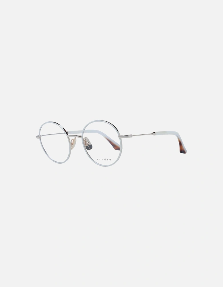 White Stainless Steel Panto Eyeglasses with Demo Lenses Women Frames