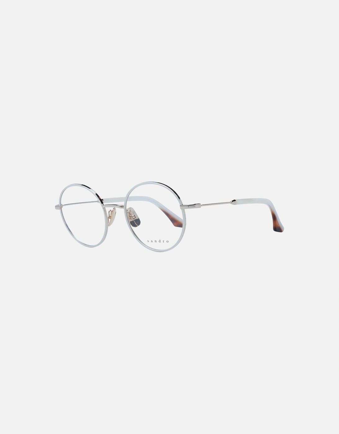White Stainless Steel Panto Eyeglasses with Demo Lenses Women Frames, 4 of 3