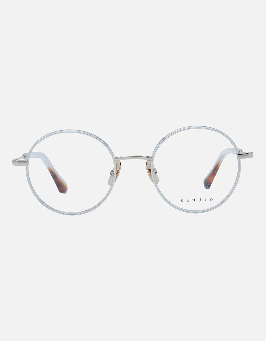 White Stainless Steel Panto Eyeglasses with Demo Lenses Women Frames