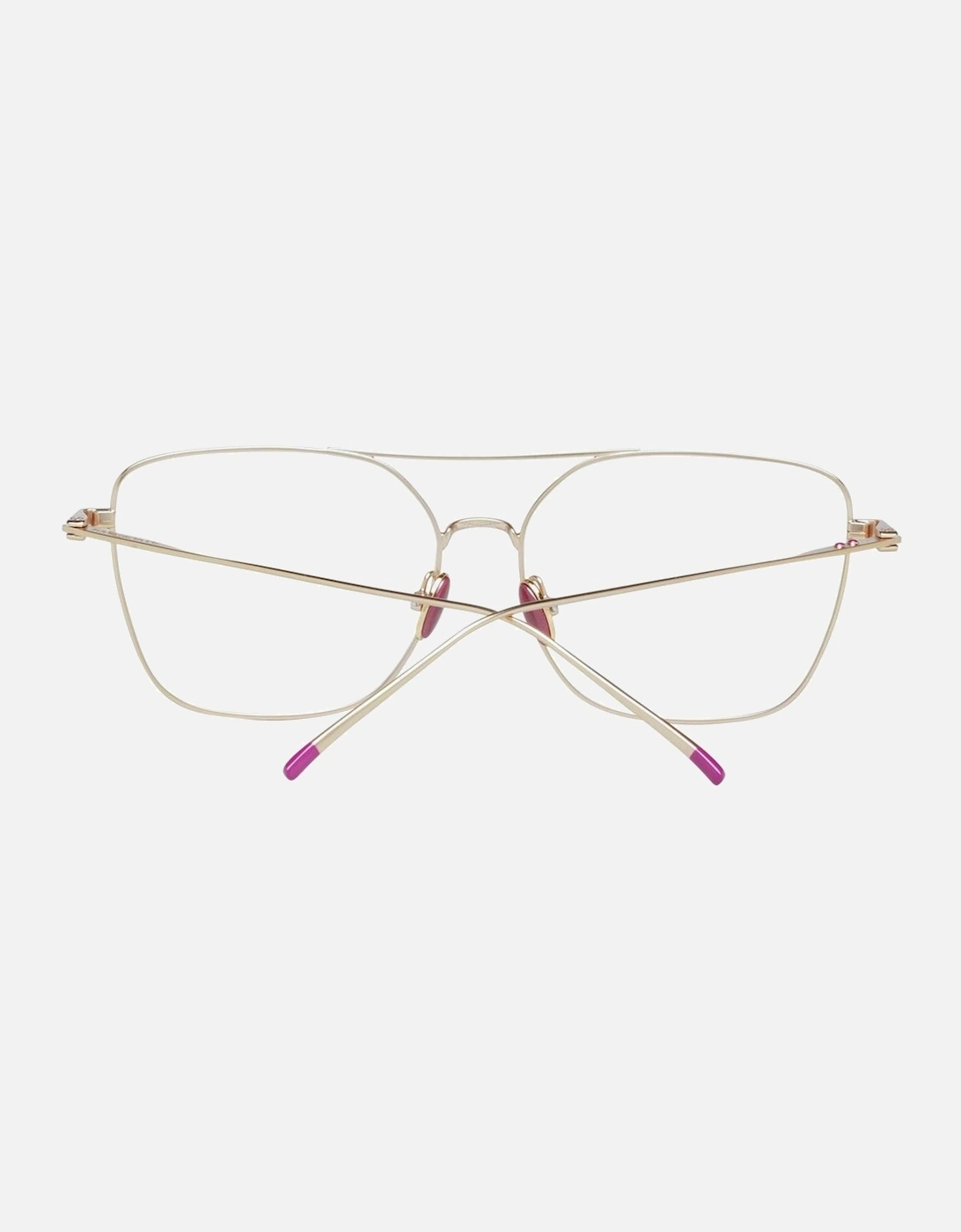 Gold Square Metal Frame Demo Glasses - Branded Case Included Women