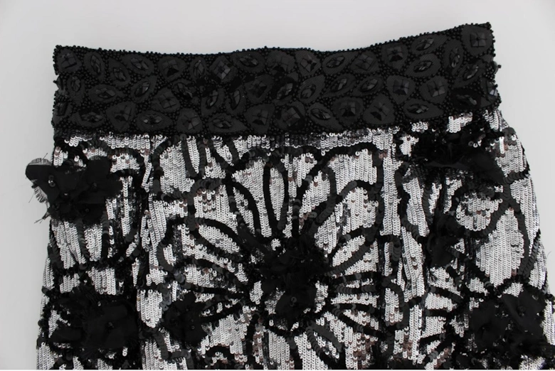 Crystal Sequined High Waist Mini Shorts Women - Black