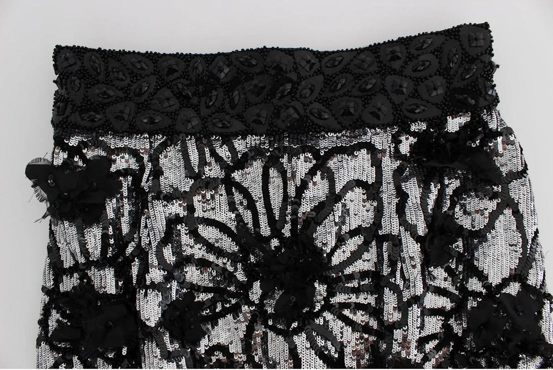 Crystal Sequined High Waist Mini Shorts Women - Black