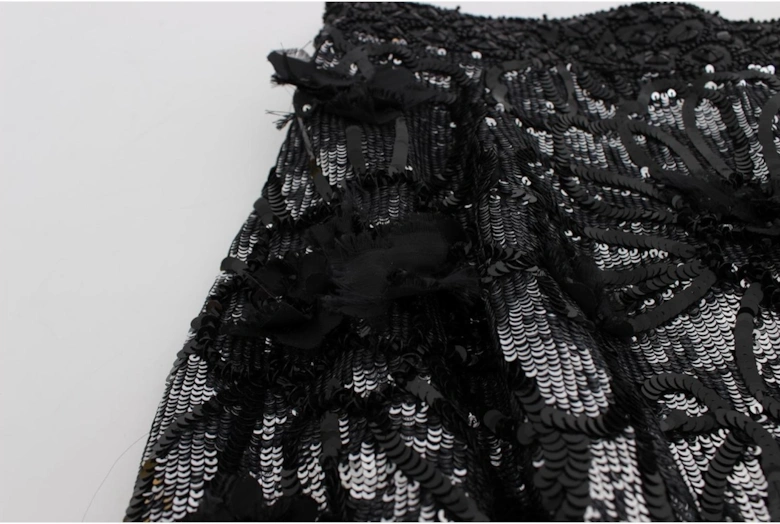 Crystal Sequined High Waist Mini Shorts Women - Black