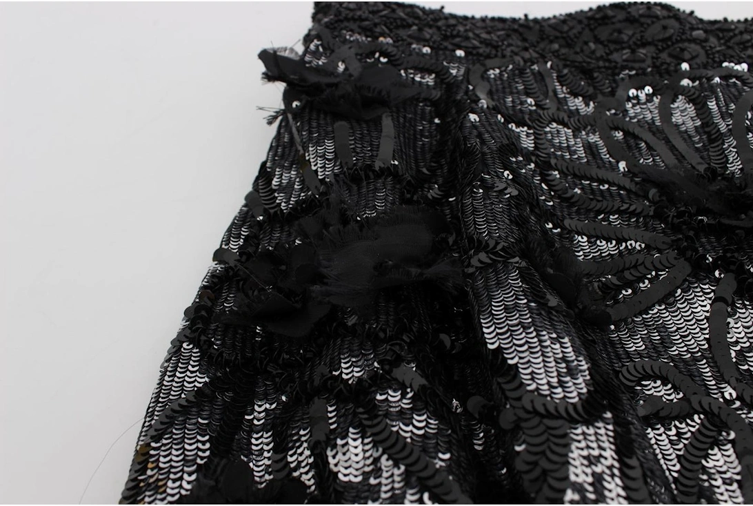 Crystal Sequined High Waist Mini Shorts Women - Black