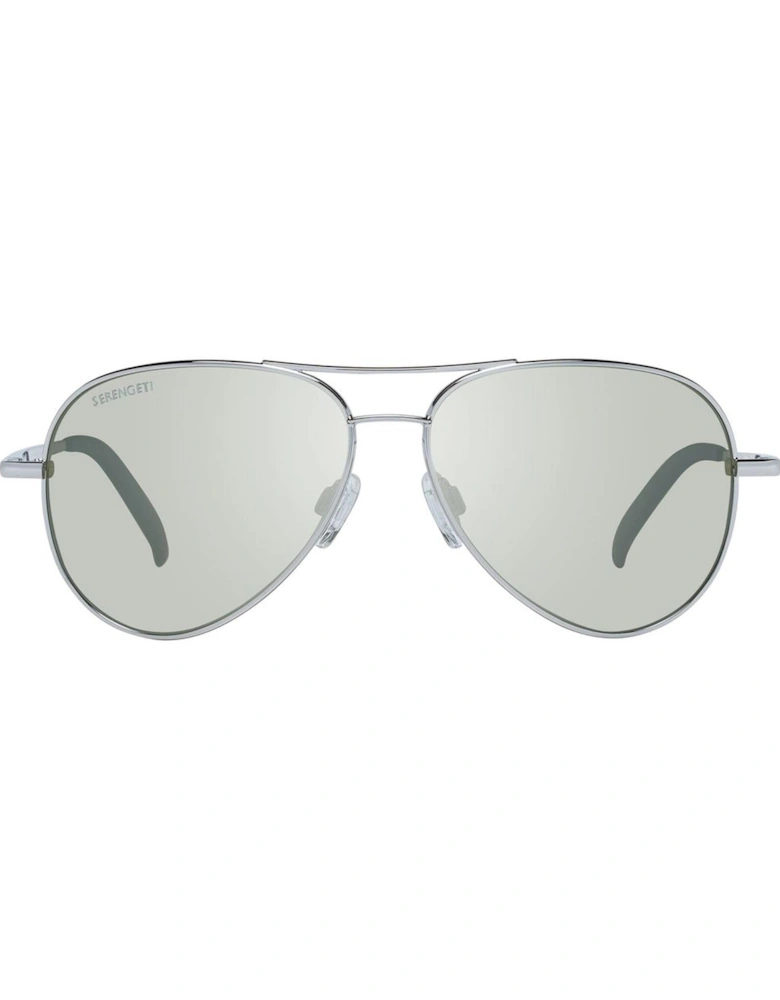 Silver Aviator Sunglasses with Polarized Green Lenses Unisex