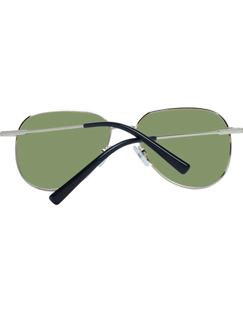 Gold Round Photochromatic Sunglasses with Green Lenses Unisex