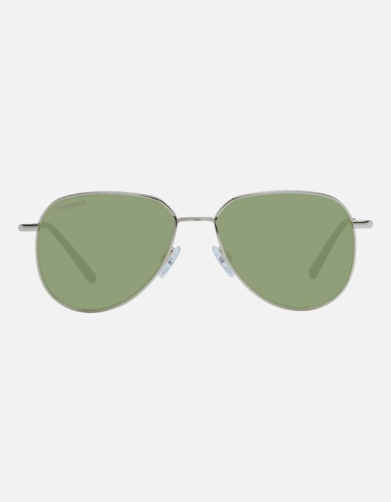 Gold Round Photochromatic Sunglasses with Green Lenses Unisex
