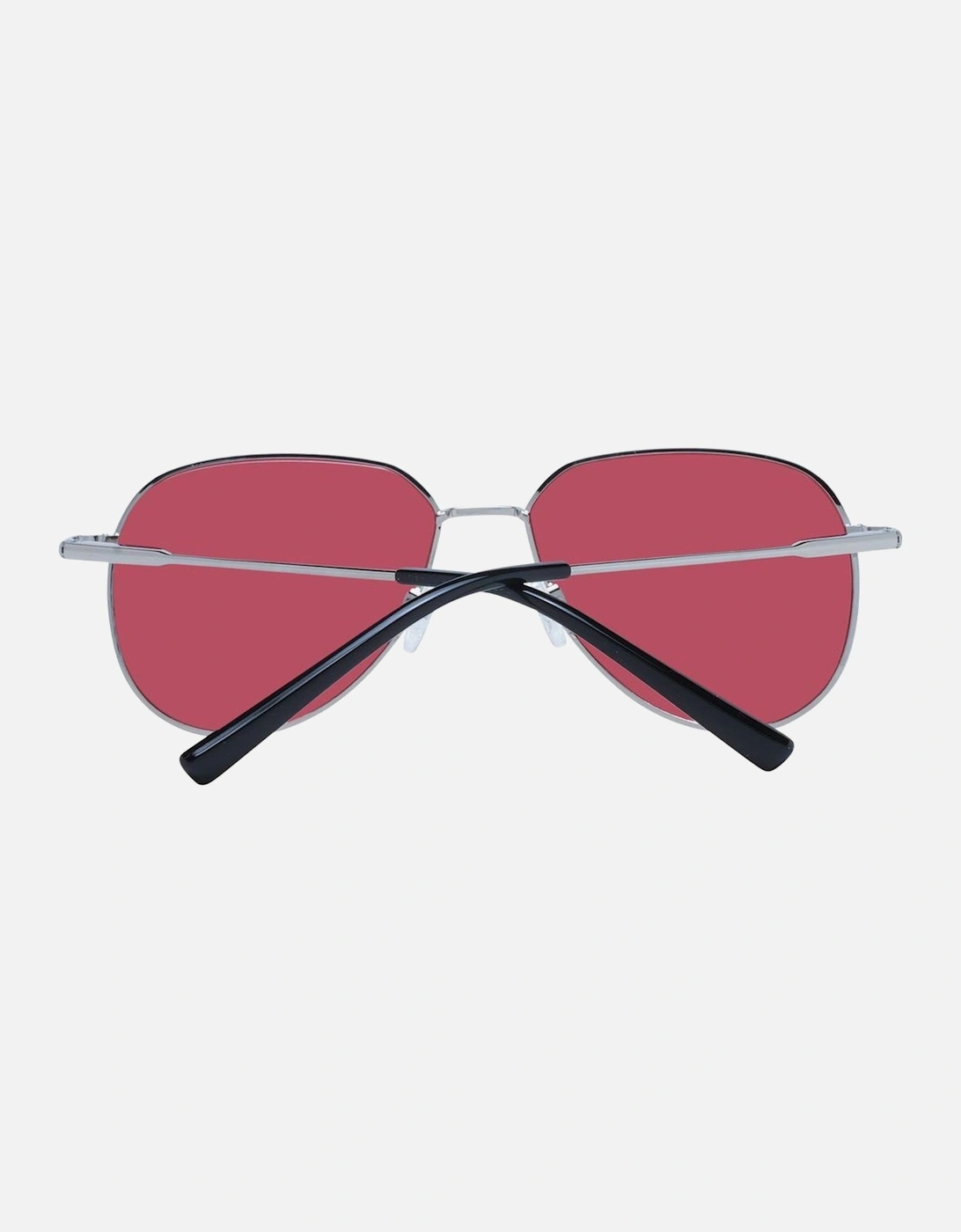 Silver Round Metal Sunglasses with Rose Plastic Lenses Unisex