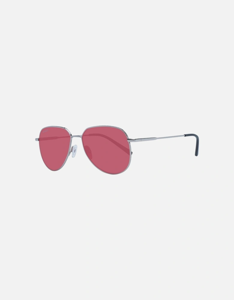 Silver Round Metal Sunglasses with Rose Plastic Lenses Unisex