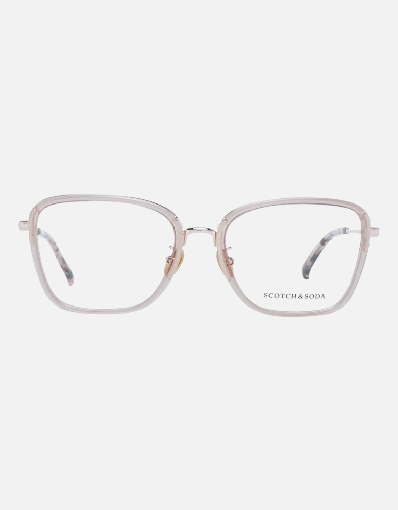 Transparent Trapezium Demo Glasses with Metal & Plastic Frame Women
