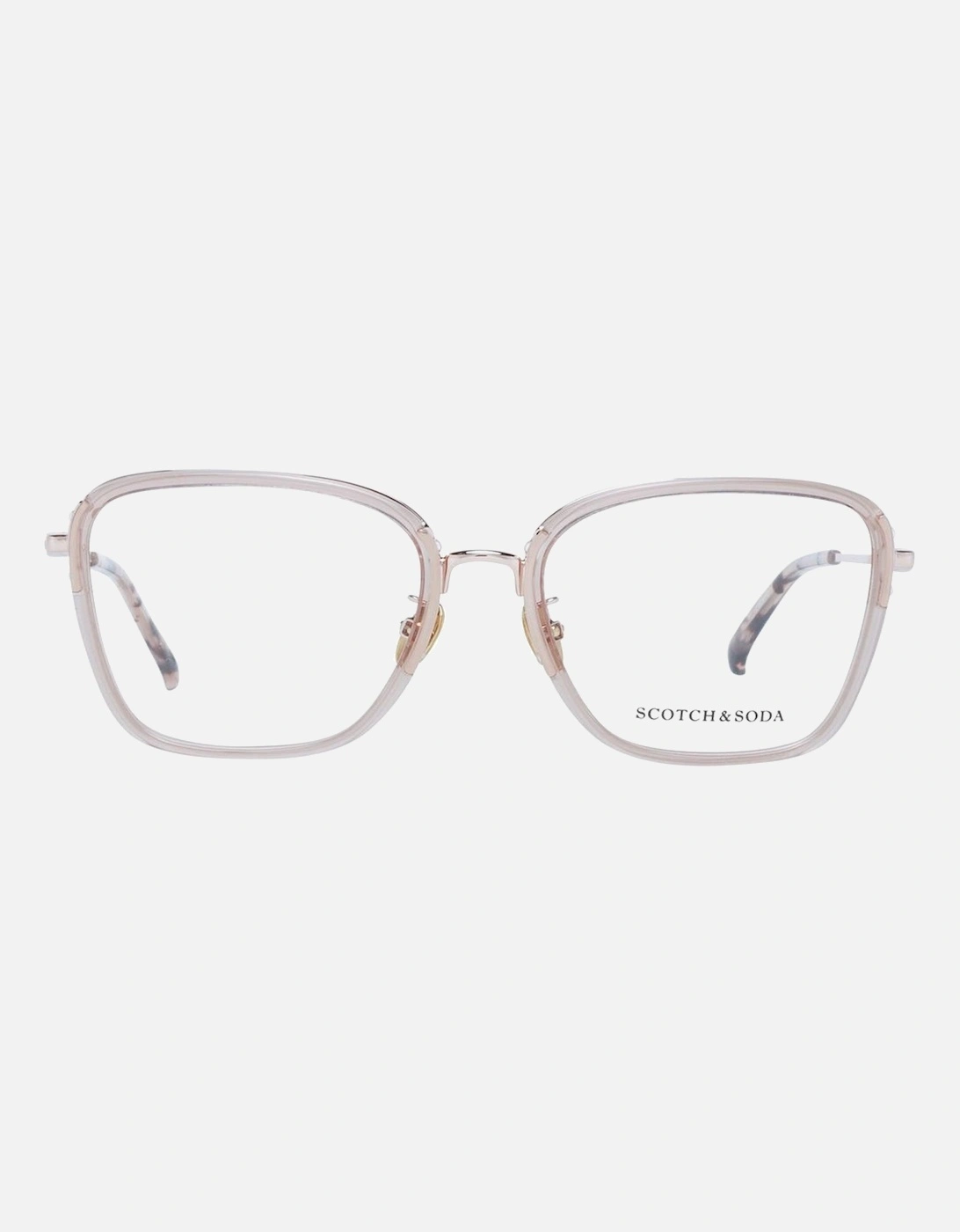 Transparent Trapezium Demo Glasses with Metal & Plastic Frame Women