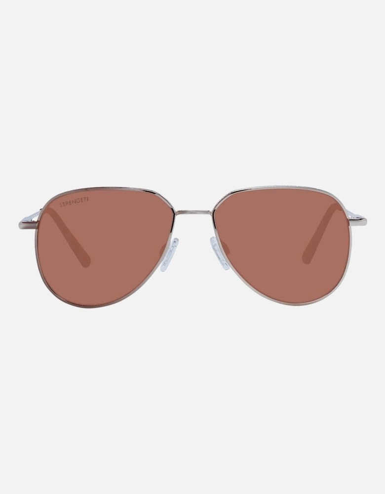 Rose Gold Round Sunglasses with Brown Lenses - Category 2 & 3 Unisex