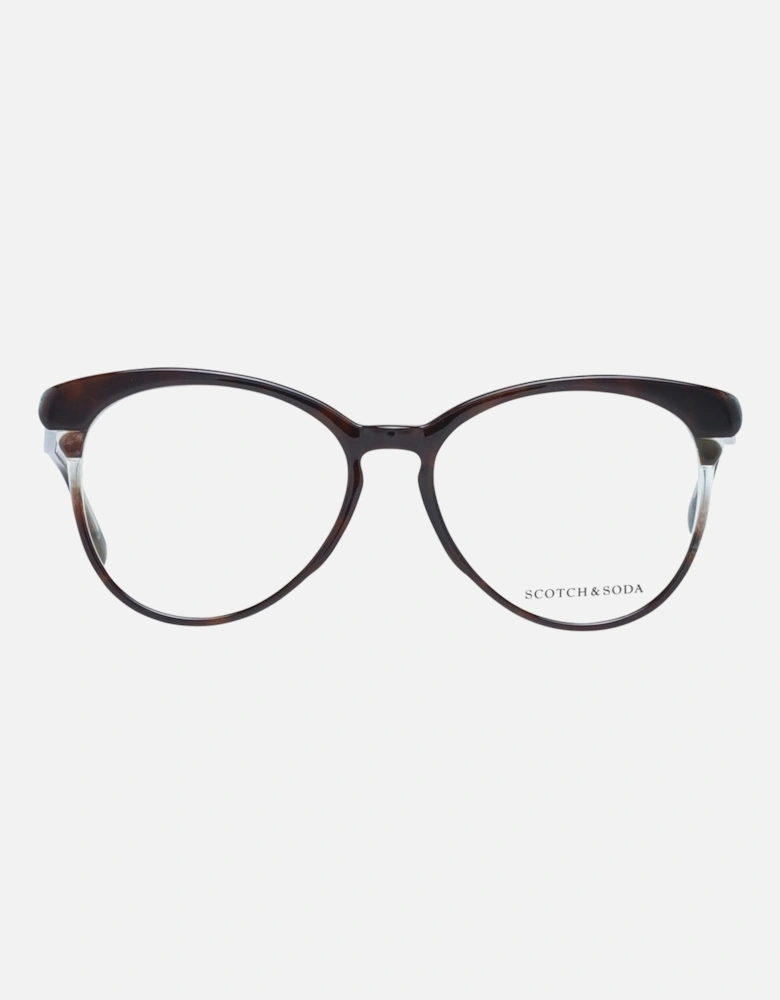 Brown Round Plastic Glasses with Demo Lenses - 55-16-140 Women Frames