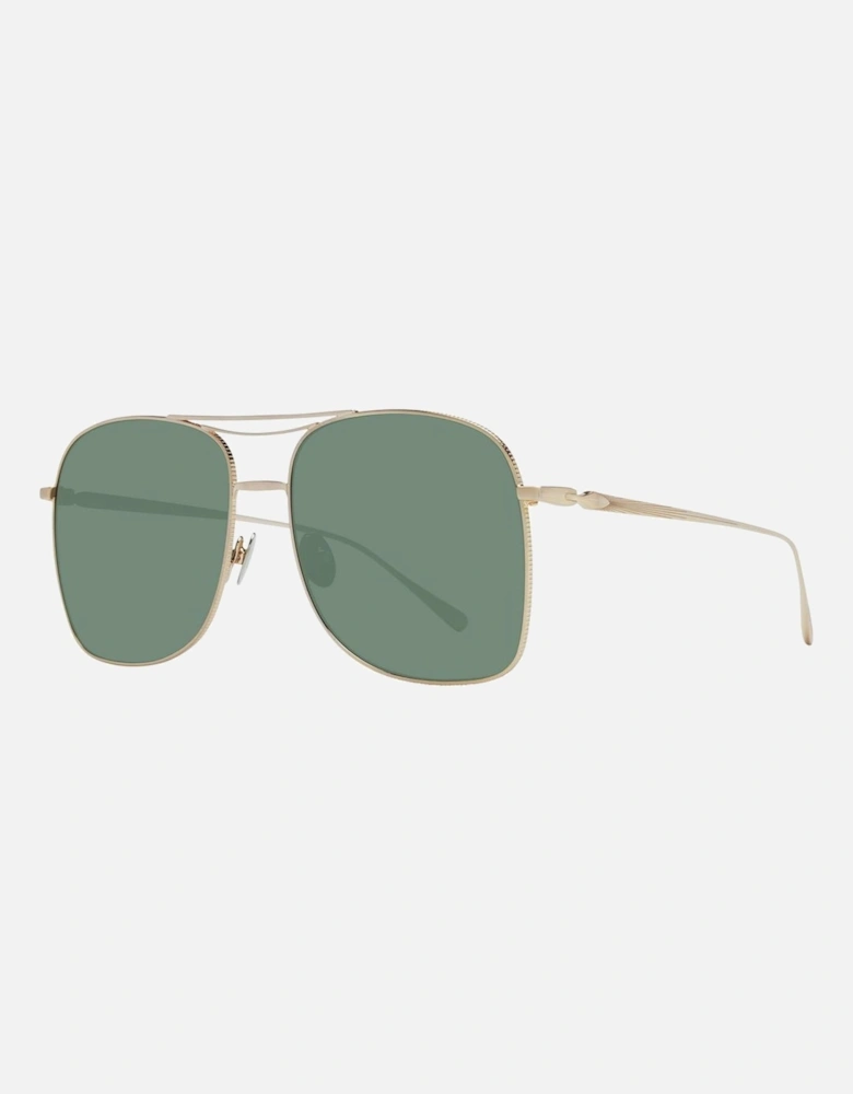 Gold Aviator Sunglasses with Green Lenses - Category 3 Women